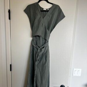 Aritzia Wilfred Hunter Green Linen Blend Jumpsuit Size 8
